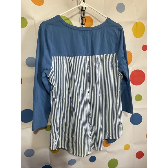 J. Jill Size Medium Stripe Accent Back Top So Cute! 🌷🌿 - Picture 1 of 9